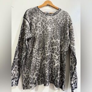 Basketcase L.L.C Men's Long Sleeve Leopard Print Thermal Crewneck Shirt - Gray